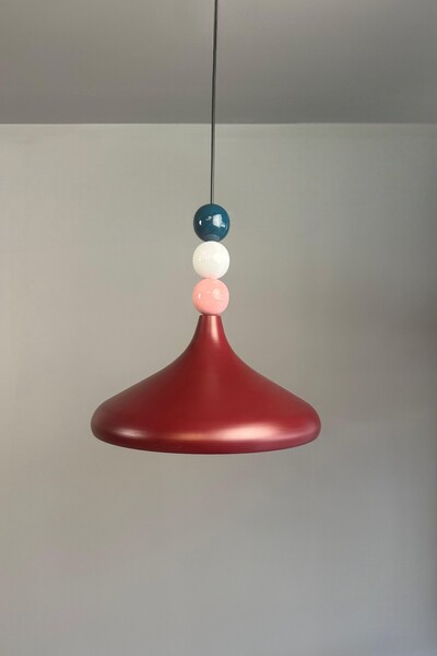 Bamyum Champion Vişne Çürüğü Renkli Boncuk Başlık Tekli Avize Sarkıt Salon Mutfak Lamba Aydınlatma