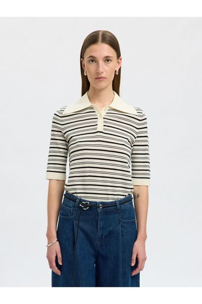 Selected Femme Polohemd aus Strick 100% Merinowoll