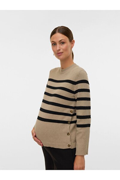 Mama Licious Strickpullover Normal geschnitten Rundhals Gerippte Ärmelbündche...