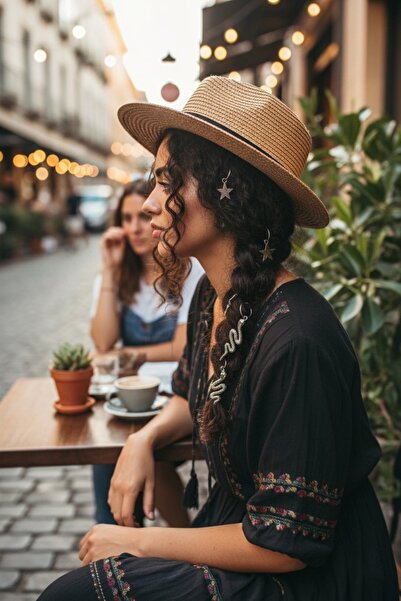 PRVT 8 Adet Saç Küpesi Seti – Yılan Zincir Yıldız Ay Figürlü Saç Aksesuarı