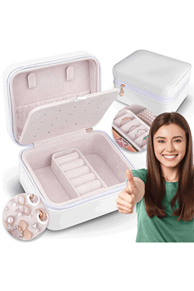 DacEnergy Jewelry box, made of imitation leather, practical compartments, with zipper...