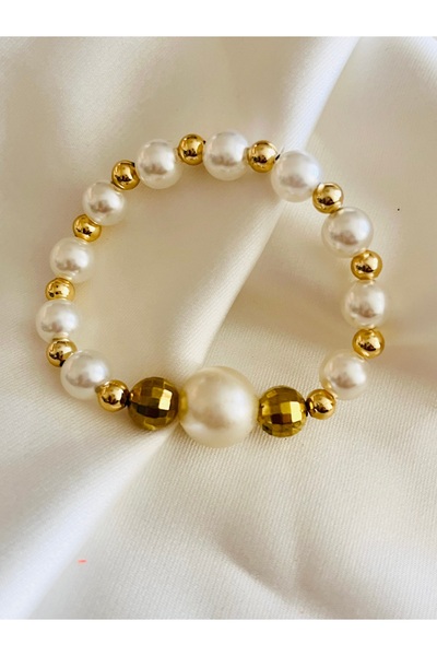 COCOSH TAKI Gold Detailed Multi Bracelet with Pearls Beads