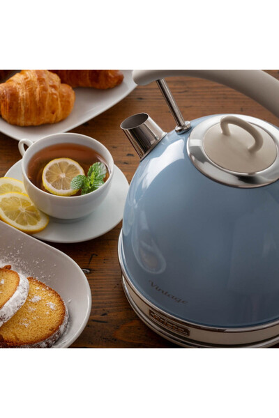 ARIETE Fierbător electric VINTAGE 2877/05, 2000W, 1,7 l, Corp din oțel, Suprafață rece, Bază 360°, Albastru