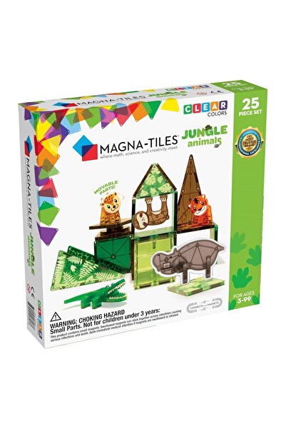 Plus Plus Magnetic Construction Set, Magna-Tiles - Jungle Animals, 25 Pieces