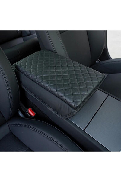 BRAGUS Husa pentru cotiera auto, compatibila cu Tesla Model 3 Highland, din piele ecologica, neagra
