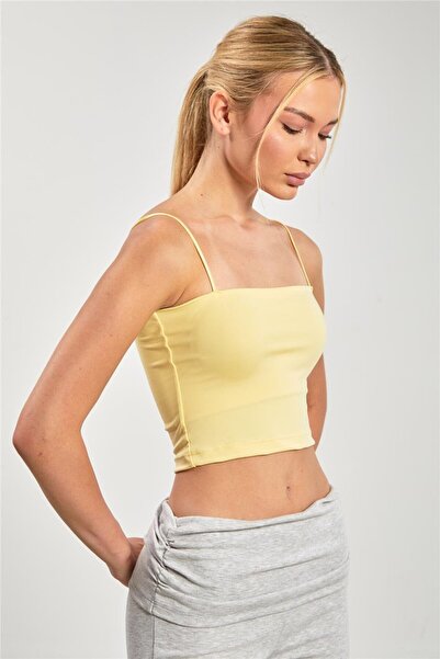 BARRELS AND OIL Kadın Göğüs Pedli Askılı Atlet - Sarı