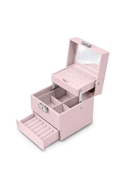 DacEnergy Jewelry box, made of imitation leather, with carrying handle, multiple compartments...