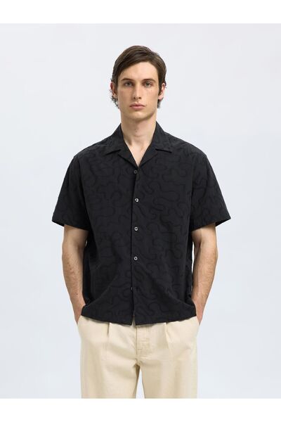 SELECTED Kurzarmhemd Besticktes