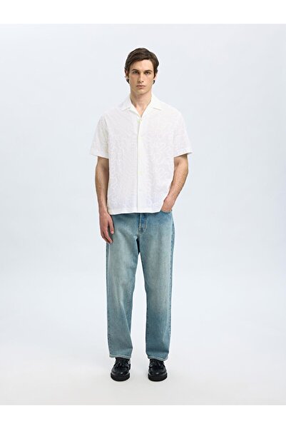 SELECTED Kurzarmhemd Besticktes