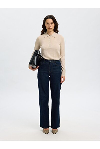 Selected Femme Polohemd aus Strick 100% Merinowoll