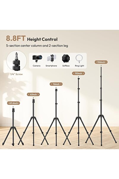 ulanzi T270 Light Stand - 8.8FT/270cm Adjustable Aluminum Tripod