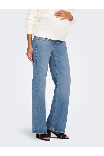 ONLY MATERNITY Jeans mit weitem Bein OLMJUICY Hohe Taille Gerade geschnitten Jeans