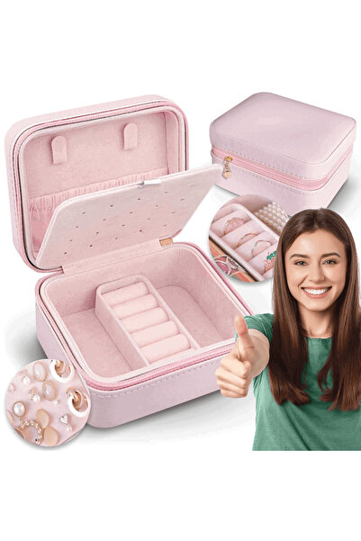 DacEnergy Jewelry box, made of imitation leather, practical compartments, with zipper...