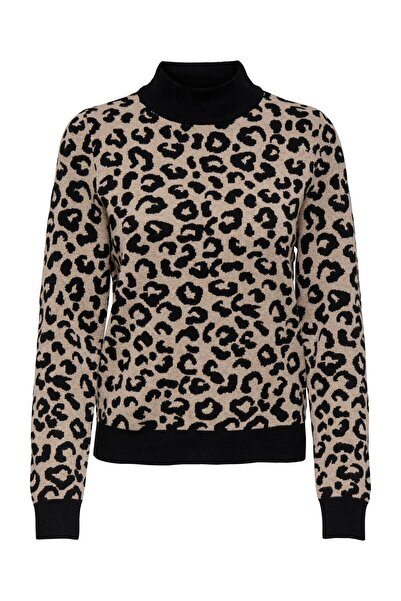 ONLY Onlibi JQ LS Hochkragen CC Knt Damen Leopardenmuster Pullover