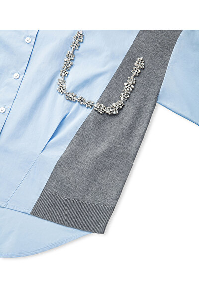 İpekyol Triko mix işlemeli gömlek