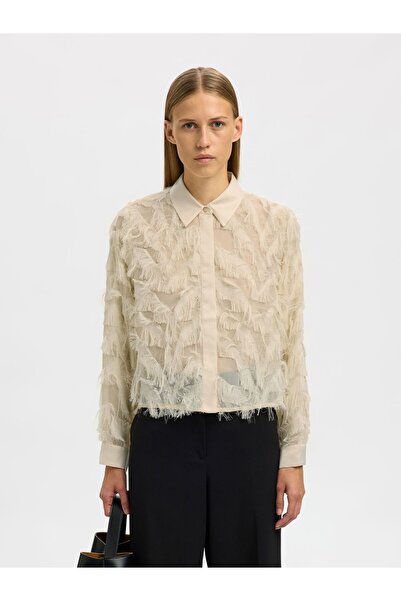 Selected Femme Crop-Bluse Textur