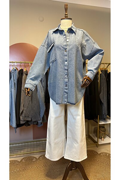 VeluraCollection MAVİ KOT GÖMLEK