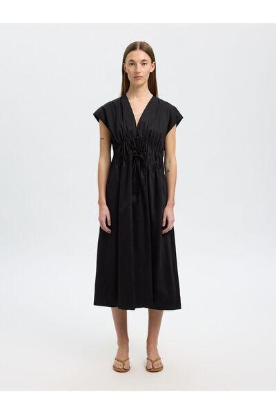 Selected Femme Midikleid Vorn gebundenes