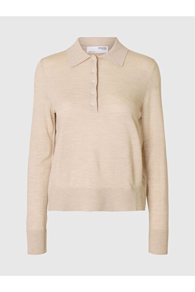 Selected Femme Polohemd aus Strick 100% Merinowoll