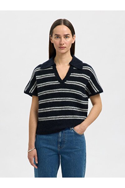 Selected Femme Polohemd aus Strick Wollmix