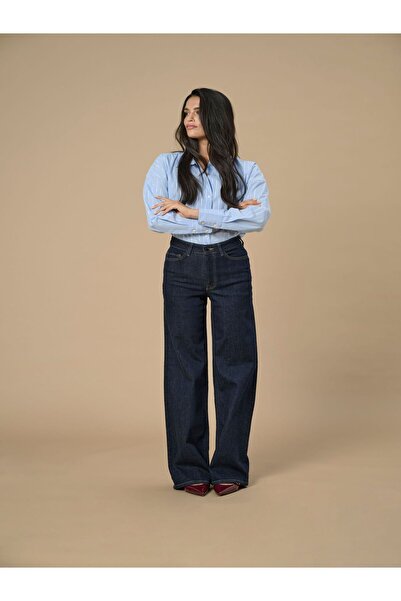 JDY Jeans mit weitem Bein JDYFELINA-FINA Hohe Taille Weiter Beinschnitt Jeans