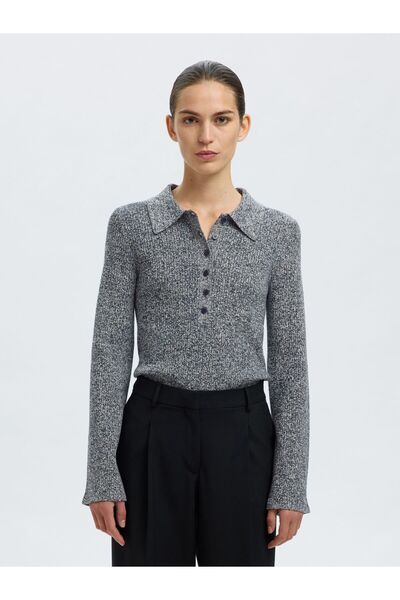 Selected Femme Polohemd aus Strick Viskosemix