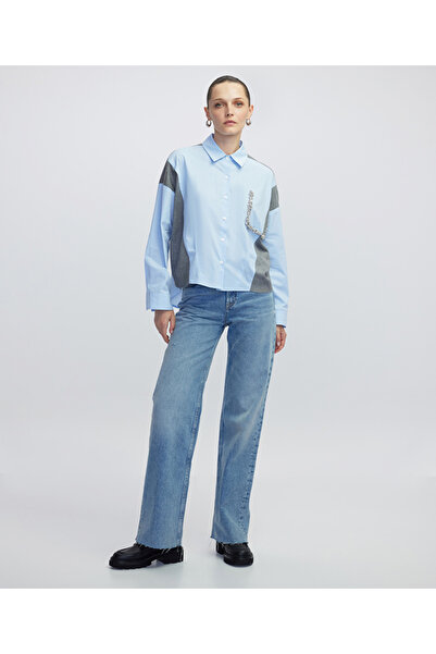 İpekyol Triko mix işlemeli gömlek