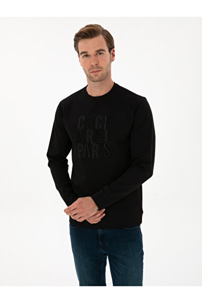 Cacharel Siyah Regular Fit Bisiklet Yaka Sweatshirt 50311302-VR046
