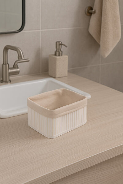 Çavdar Group Mini Rectangular Bamboo Organizer Basket Folding Bathroom Organizer