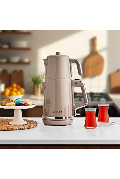 woodhub Bej Renkli Çay Makinesi, Şık ve Pratik Çay Hazırlama Cihazı