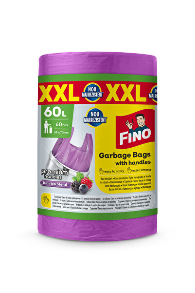 Fino Premium Handles garbage bags with berry flavor 60L 60 pcs