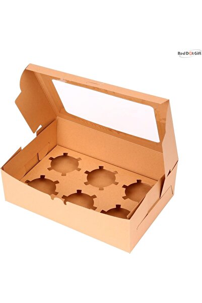 erorex 6 Cavities Kraft Paper Cupcake Box Inserts Cupcake Containers Bakery Cake Carriers Home Dessert Shop