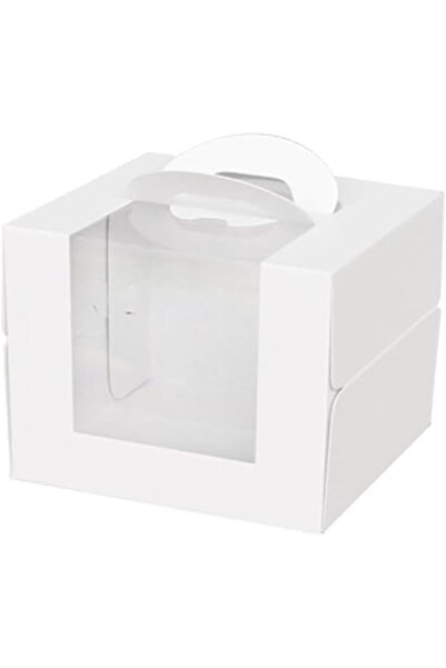 erorex 5 Pack 4 Inch Cake Boxes Transparent Window Cake Carrier Built Handle Clear Window Wedding,