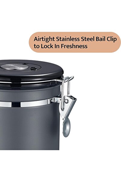 erorex Coffee Canister, Airtight Stainless Steel Kitchen Food Storage Container Date Tracker Scoop Grounds