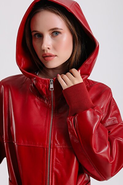MQ Leather Maroquin Leather Alicia Women's Hooded Leather Coat