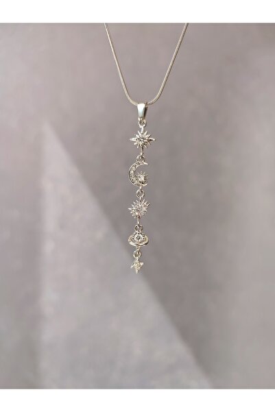 Evorya Kadın Çelik Gökyüzü Gezegen Temalı Kolye