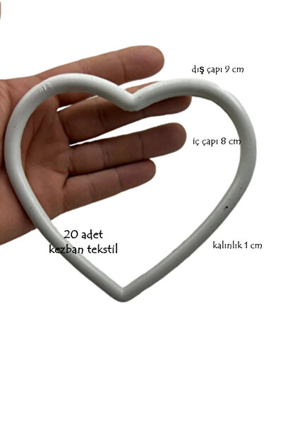 Kezban Tekstil PLASTİK KALPLİ HALKA 8 CM - 20 ADET