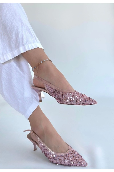 meSga butik Suana Powder Pullu Heeled Shoes