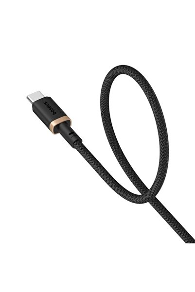 Baseus USB to Type-C Data Cable, PD 60W, 2.4A, Fast Charge, 480Mbps, 2m, Durable Nylon, Black Gold