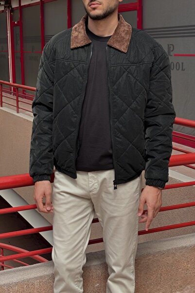 inpool Relaxed Fit, Velvet Detail on the Collar, Diamond Patterned Quilting, Water Resistant Jacket 2505