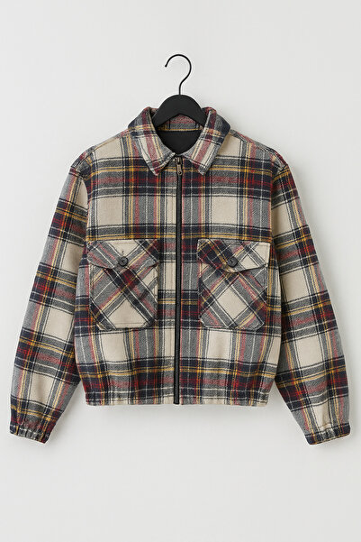 Hilal Akıncı Kids Jachetă cu fermoar în carouri
