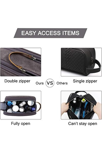 BAGSMART Toiletry Bag for Men, Canvas Travel Toiletry Organizer, Water-resistant, Grey - Medium