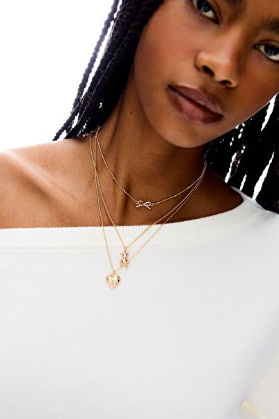 Bershka Pack of 3 bear necklaces