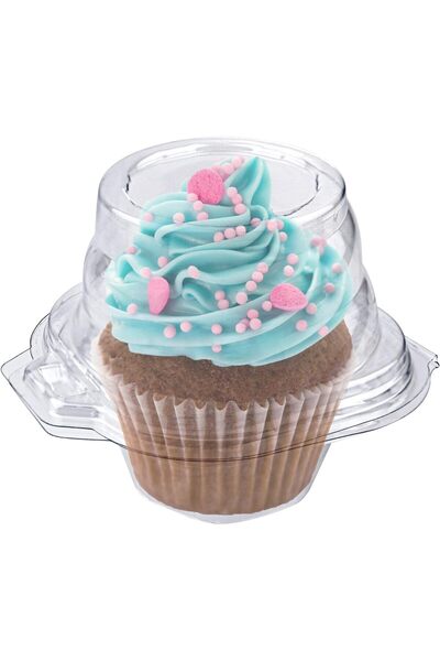 erorex Individual Plastic Cupcake Containers Disposable Connected Airtight Dome Lid Clear Single Cupcake