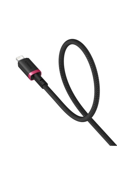 Baseus Cablu de date USB la Lightning, 2.4A, Încărcare rapidă, 480Mbps, 1m, Rezistent la nailon, Roșu Negru