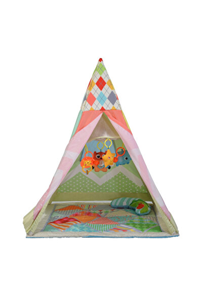 Moni Cort de joaca cu salteluta de activitati 2in1 Happy Space Tipi