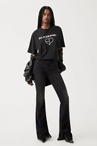 Bershka Short-sleeve Black Pink T-shirt