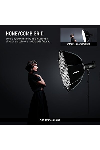 NEEWER 35"/90cm Octagonal Softbox, Quick Release Bowens Mount, Honeycomb Grid & Diffusers