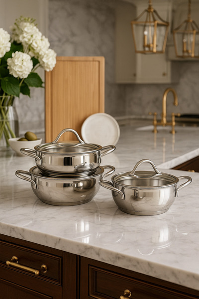 Davet Defne Paslanmaz Çelik 6 Parça Sahan Seti - 6 Parça Paslanmaz Çelik Saha...