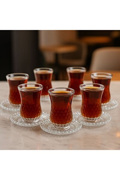 YzHome 6 Pieces Glass Bead Detailed Tea Plate Dish Bowl Only Plate 11cm